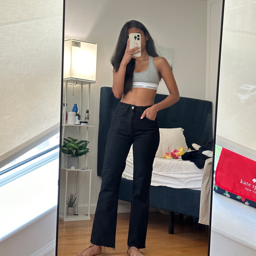 Zara mini flare black denim XS petite
